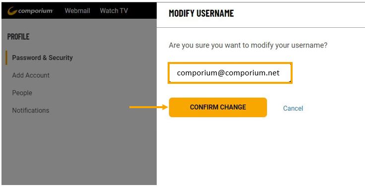 How do I change the My Comporium account username and password?