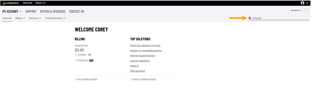 What is the search box for in My Comporium?