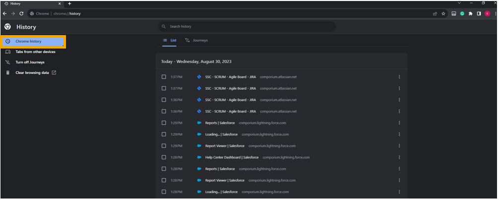 How do I view my browsing history and visited websites?