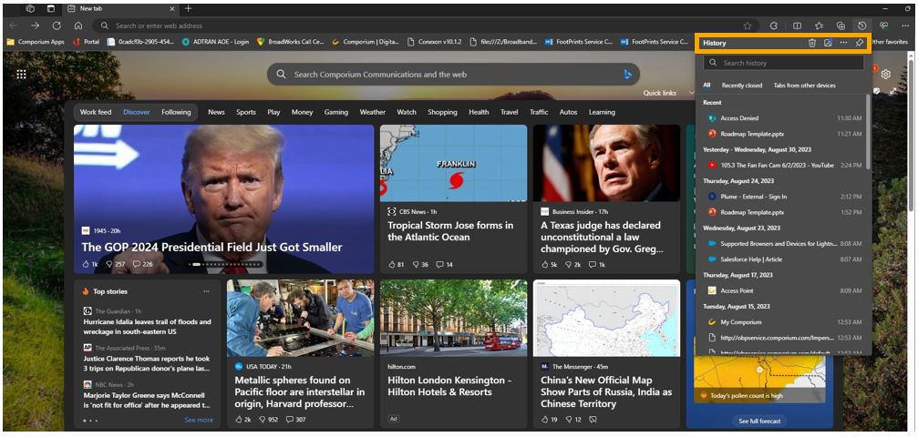 How do I view my browsing history and visited websites?