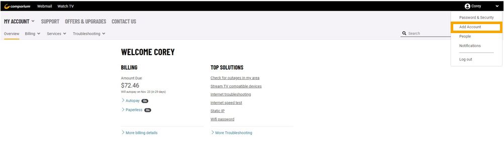 How do I link accounts in My Comporium?