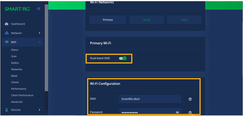 How do I change the WiFi password on the Smart/RG router?