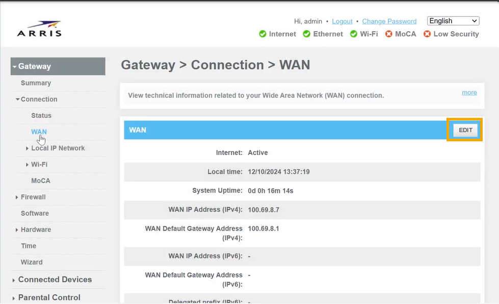 How Do I Set Up My Static IP for an Arris 6450 Modem?