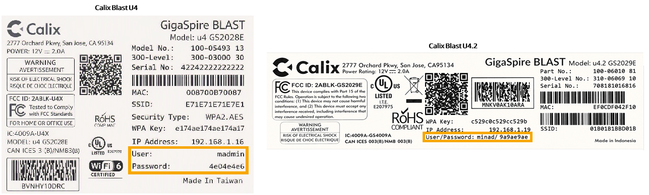 How do I log into my Calix Blast U4/U4.2 router?