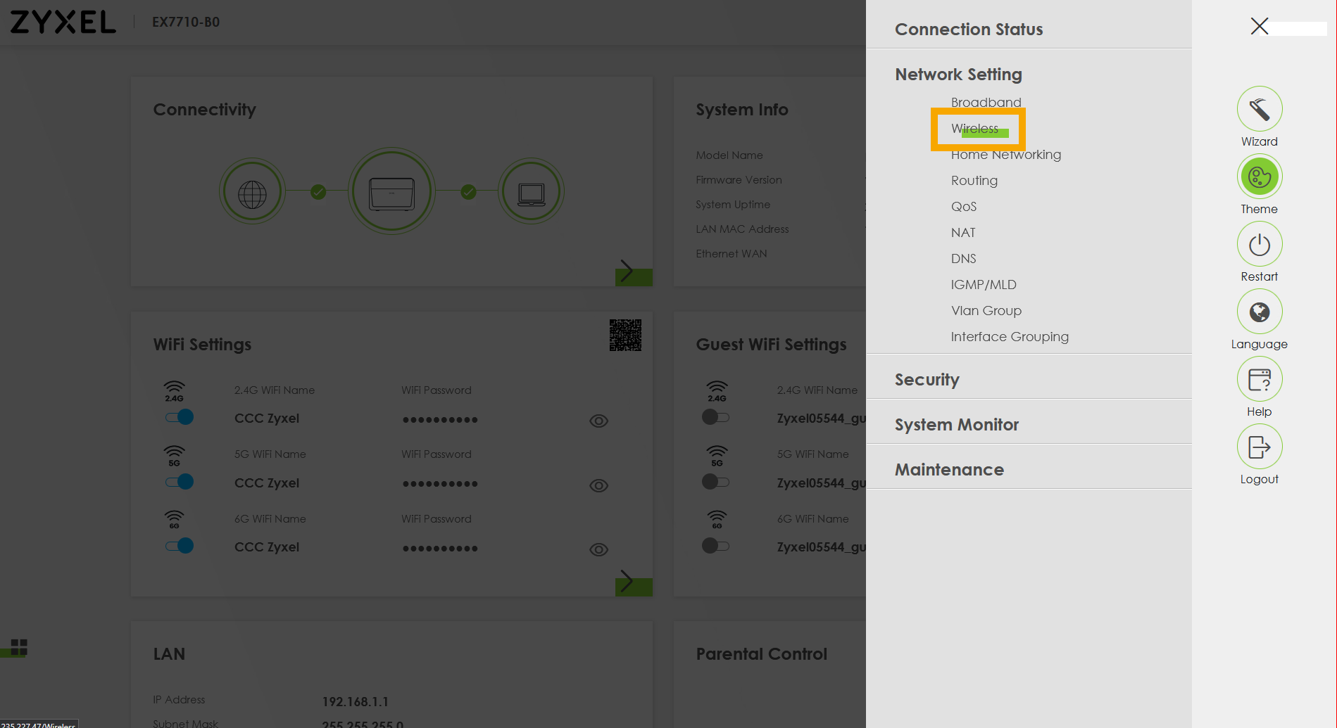 How do I split my WiFi SSID for my Zyxel router?