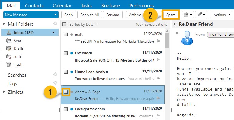 How do I manage spam and other unwanted mail using the updated email ...